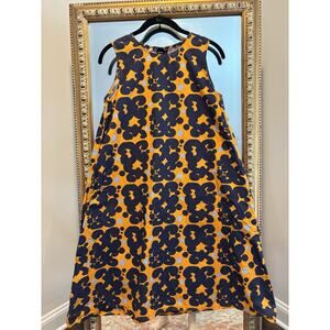 Marimekko Uniqlo Dress Girls 13, A Line Orange/ Blue